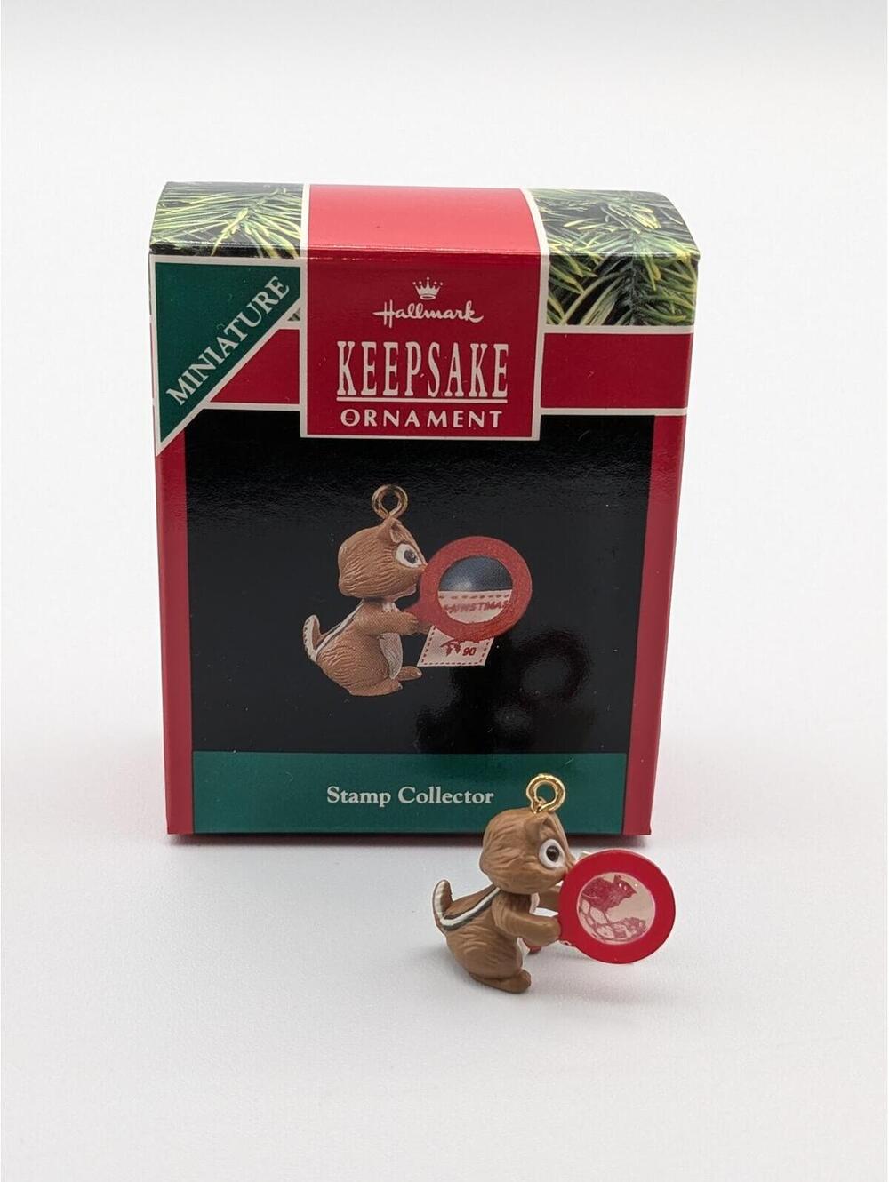 Hallmark Keepsake Stamp Collector Miniature Ornament 1990, New in Box